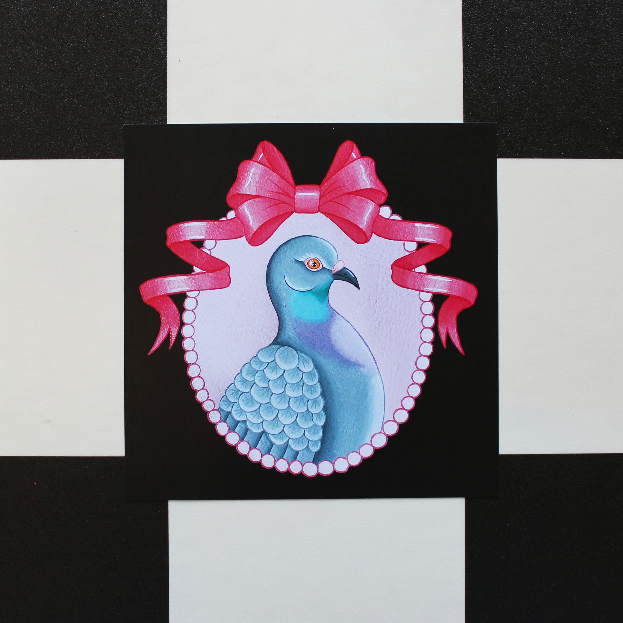 Square Pigeon Art Print 21 x 21 cm