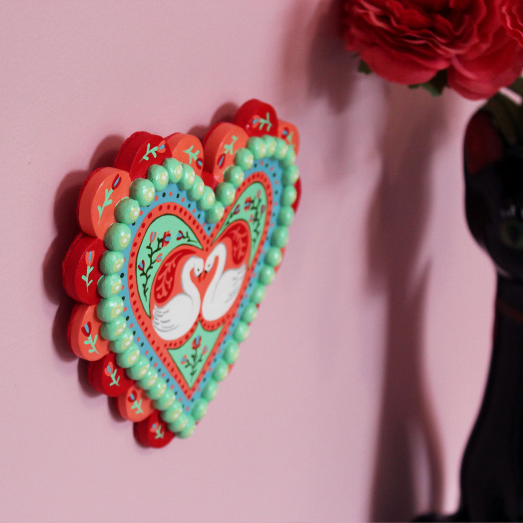 Pair Of Swans Hand Painted Wall Hanging