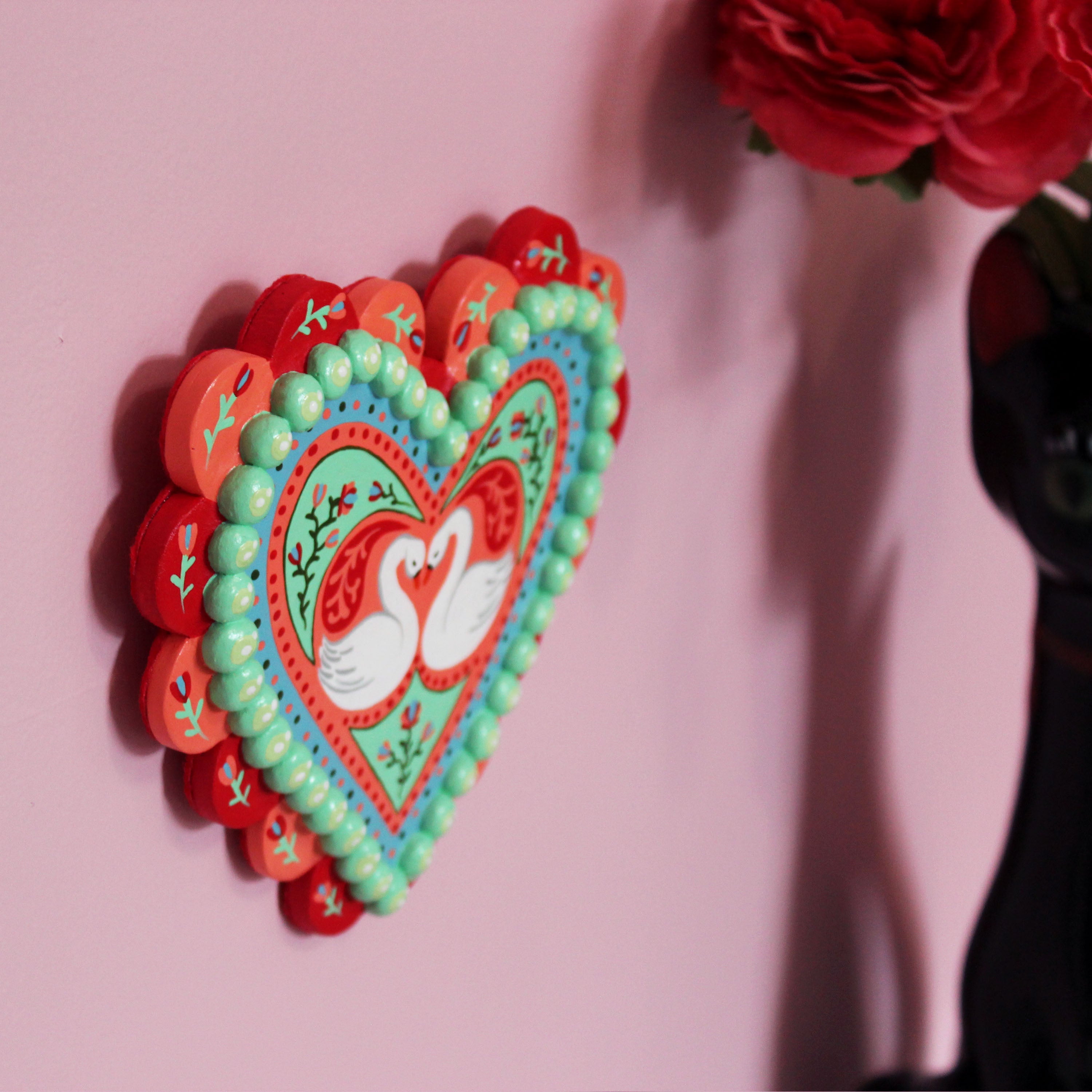 Pair Of Swans Hand Painted Wall Hanging