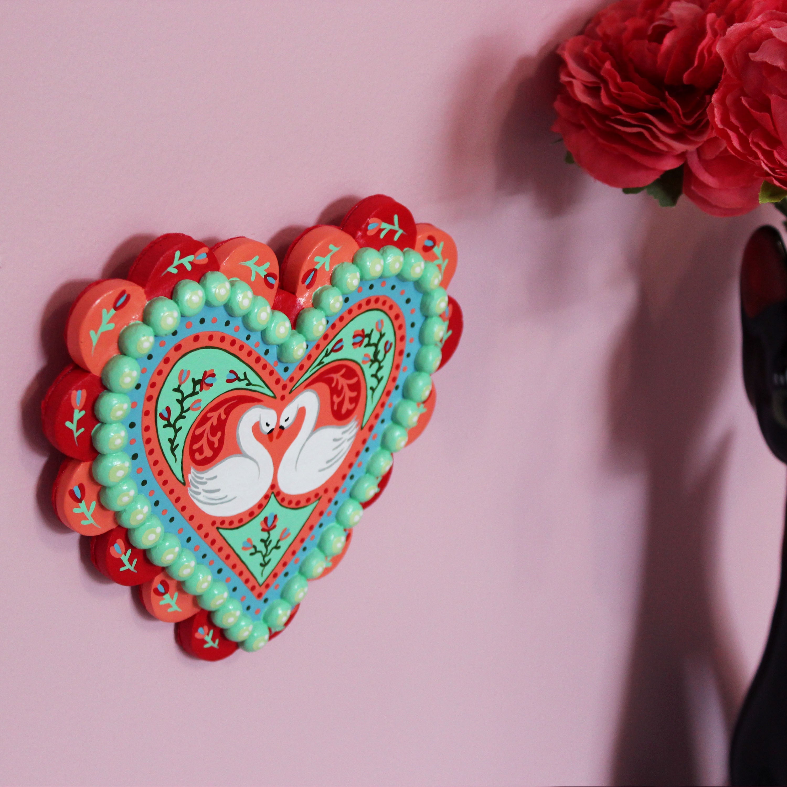 Pair Of Swans Hand Painted Wall Hanging