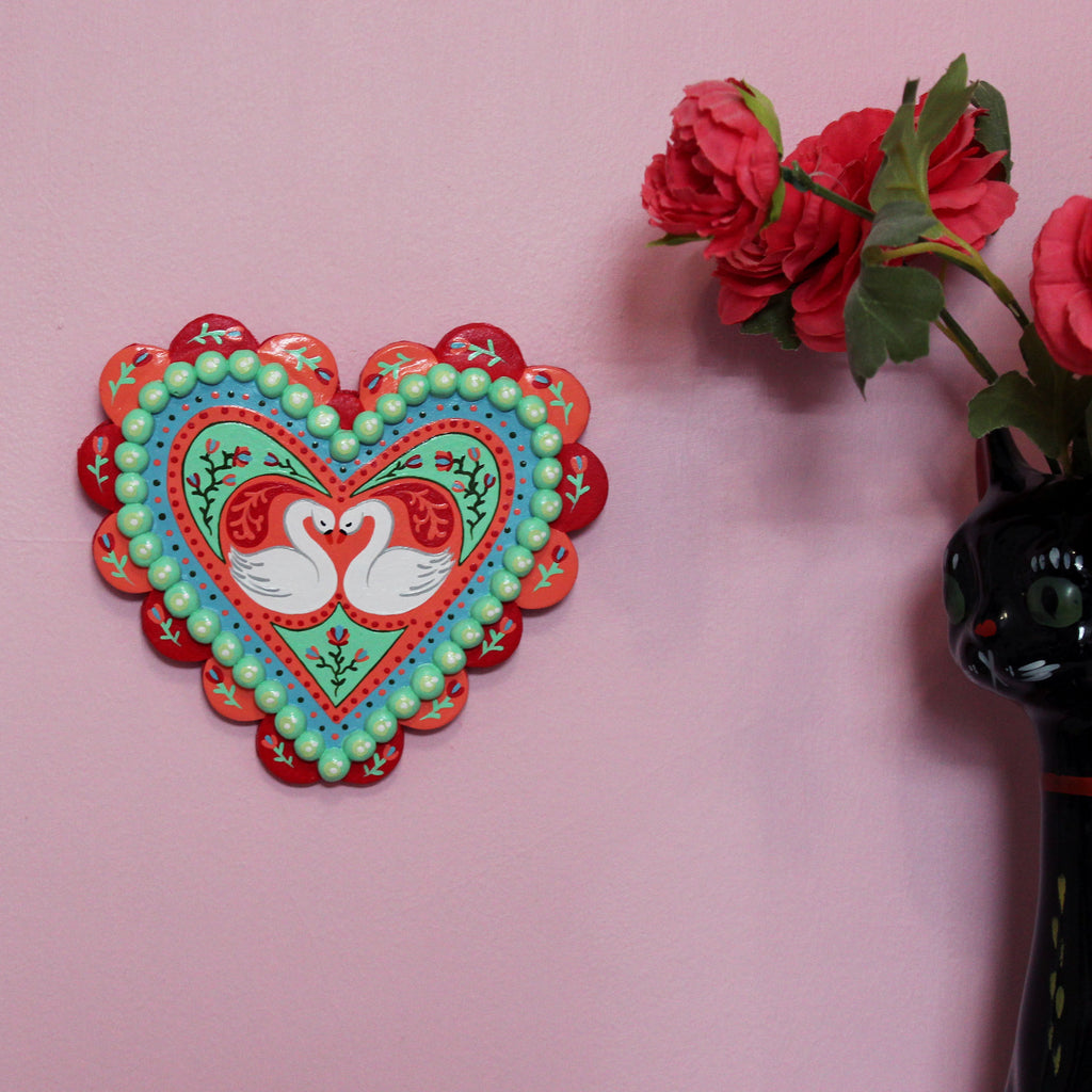 Pair Of Swans Hand Painted Wall Hanging