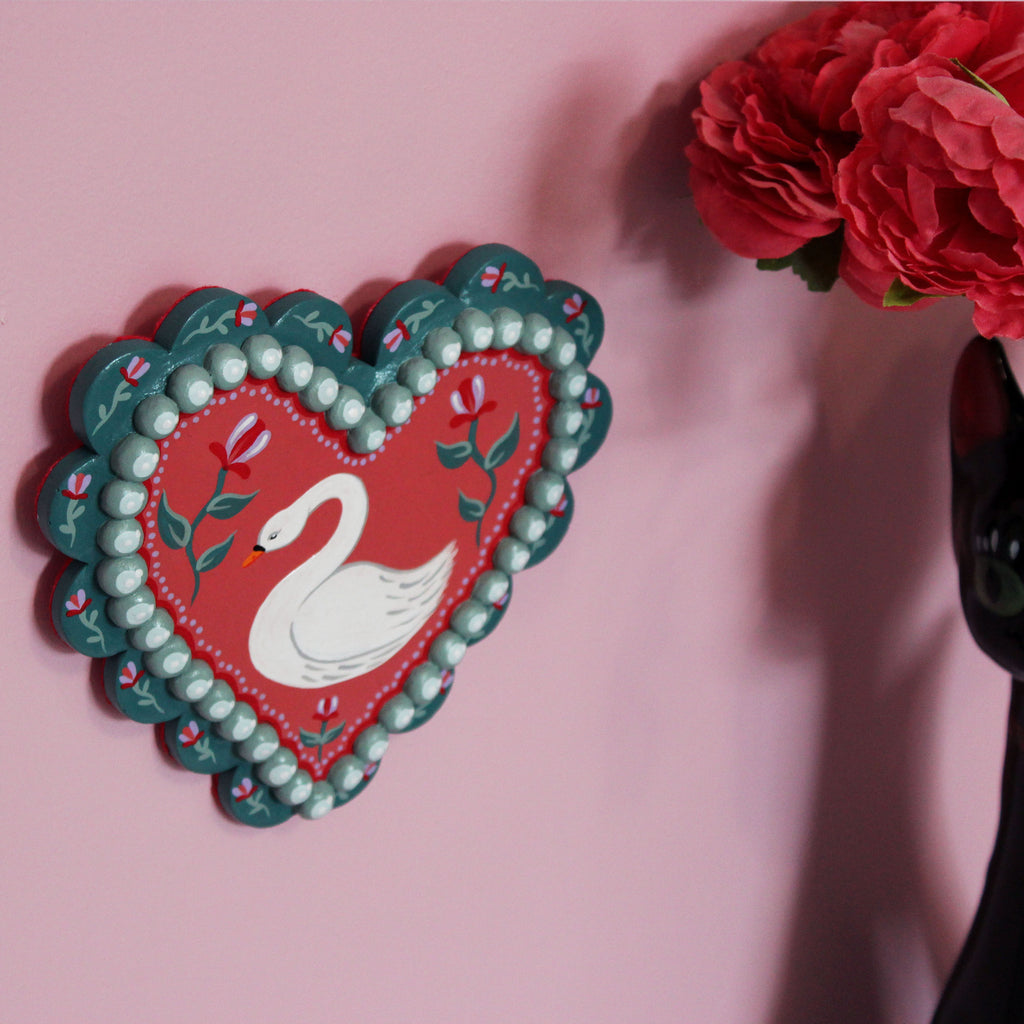 Lone Swan Hand Painted Wall Hanging