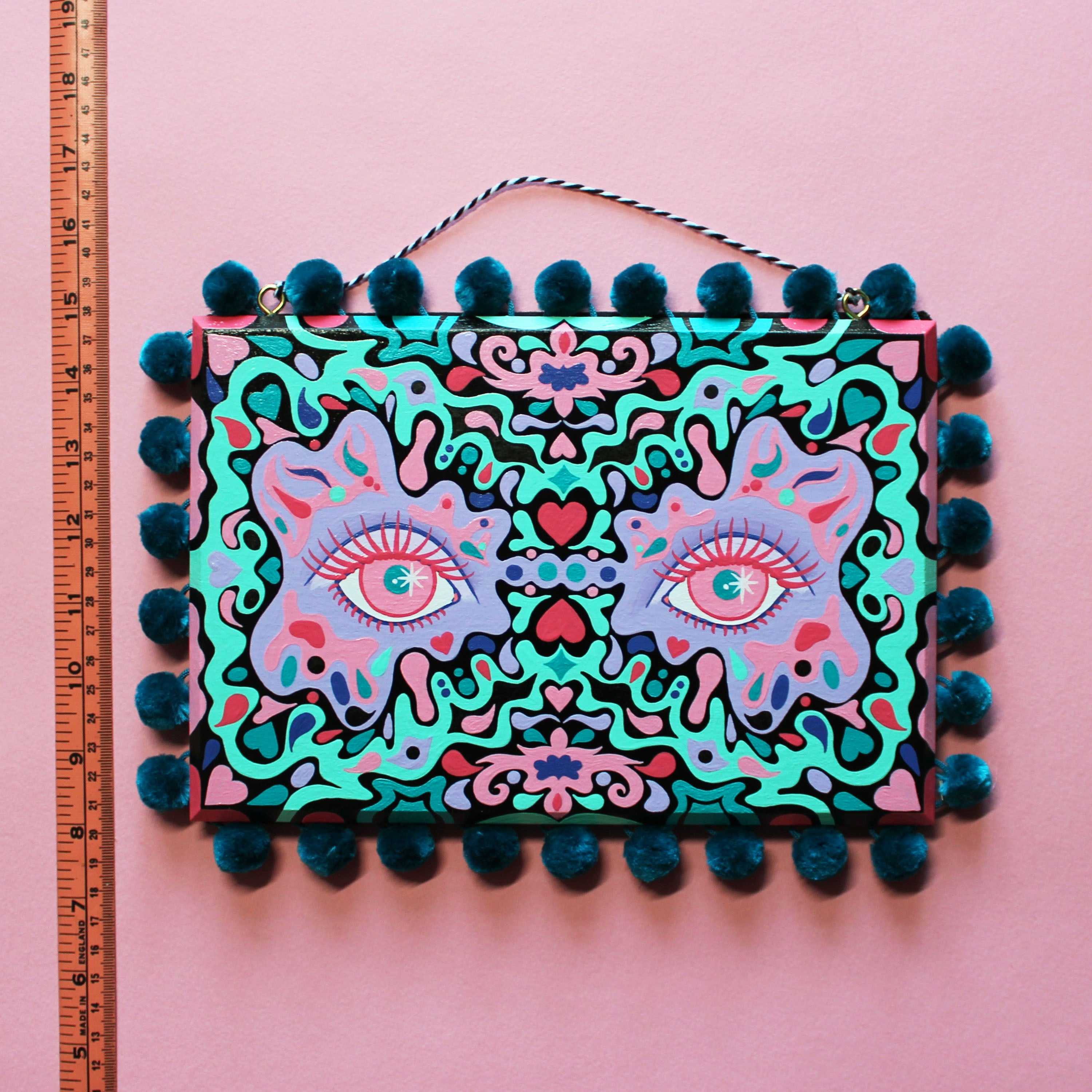 Funky Eyes Hand Painted Wall Hanging