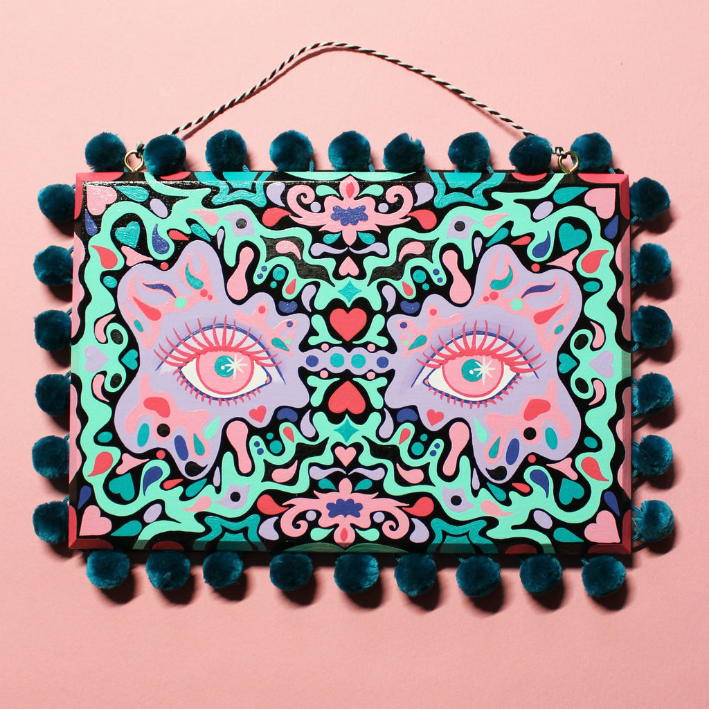 Funky Eyes Hand Painted Wall Hanging