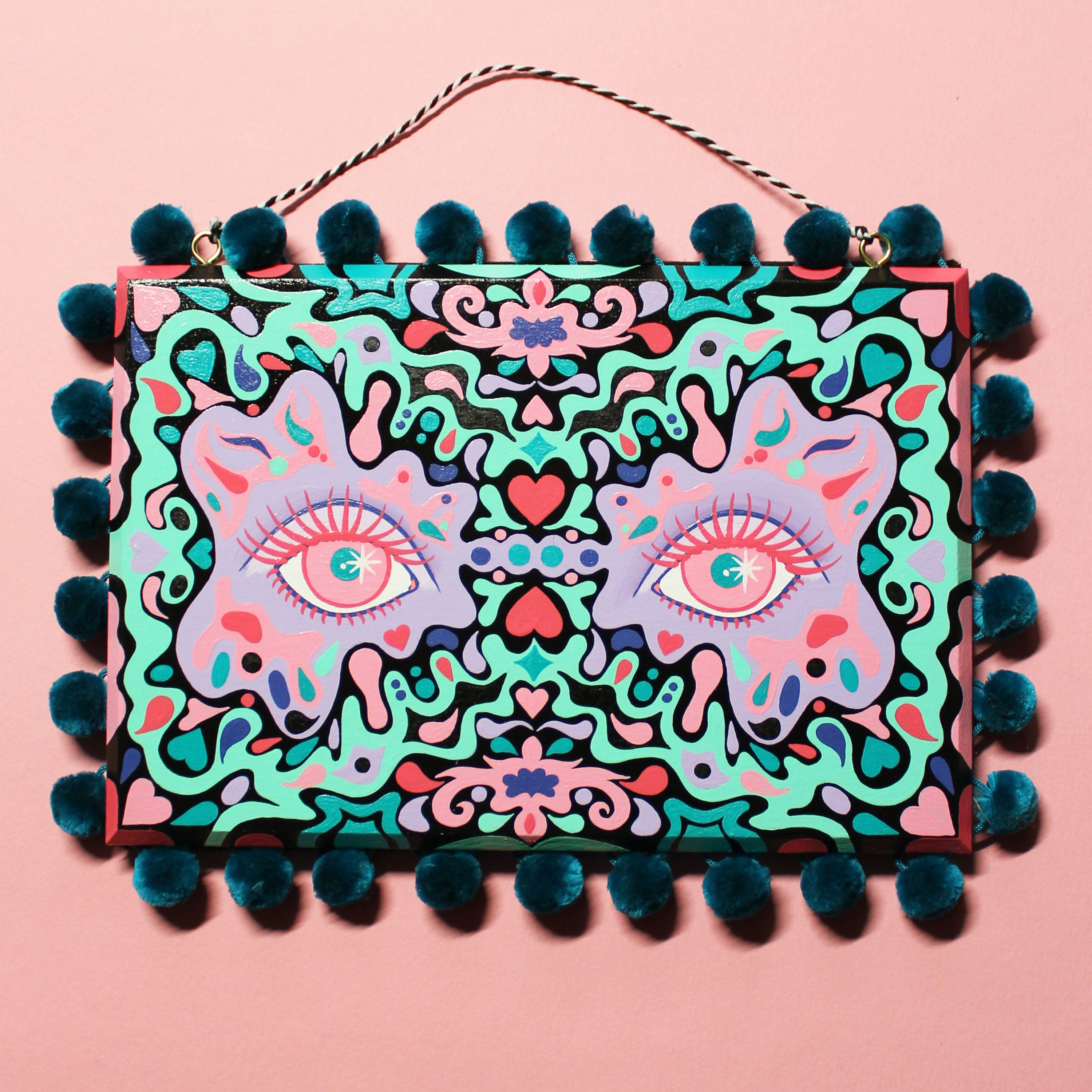 Funky Eyes Hand Painted Wall Hanging